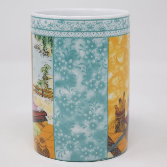 Japanese Geisha Woman Kimono Playing Music Harp String Instrument Cup Mug 11 oz - Picture 7 of 10